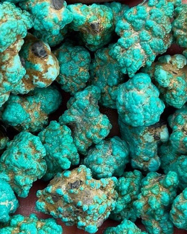 Toquima turquoise nuggets from the old Blue Gem prospect, Nye County, Nevada